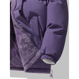 Reversible Chic Plus Size Women's Jacket - Casual Long Sleeve, Zip-Up Outerwear with Pockets for Fall & Winter Reversible Chic Plus Size Women's Jacket - Casual Long Sleeve, Zip-Up Outerwear with Pockets for Fall & Winter
