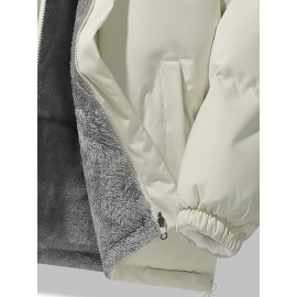 Reversible Chic Plus Size Women's Jacket - Casual Long Sleeve, Zip-Up Outerwear with Pockets for Fall & Winter Reversible Chic Plus Size Women's Jacket - Casual Long Sleeve, Zip-Up Outerwear with Pockets for Fall & Winter