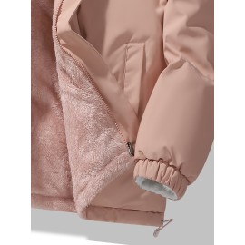 Reversible Chic Plus Size Women's Jacket - Casual Long Sleeve, Zip-Up Outerwear with Pockets for Fall & Winter Reversible Chic Plus Size Women's Jacket - Casual Long Sleeve, Zip-Up Outerwear with Pockets for Fall & Winter