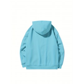 Chic Plus Size Women's Hooded Jacket - Color Block, Zip-Up Outdoor Coat With Drawstring & Pockets For Fall/Winter
