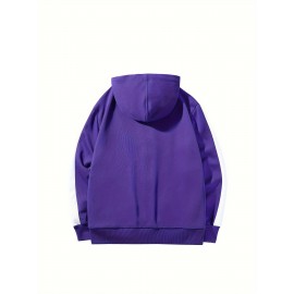 Chic Plus Size Women's Hooded Jacket - Color Block, Zip-Up Outdoor Coat With Drawstring & Pockets For Fall/Winter