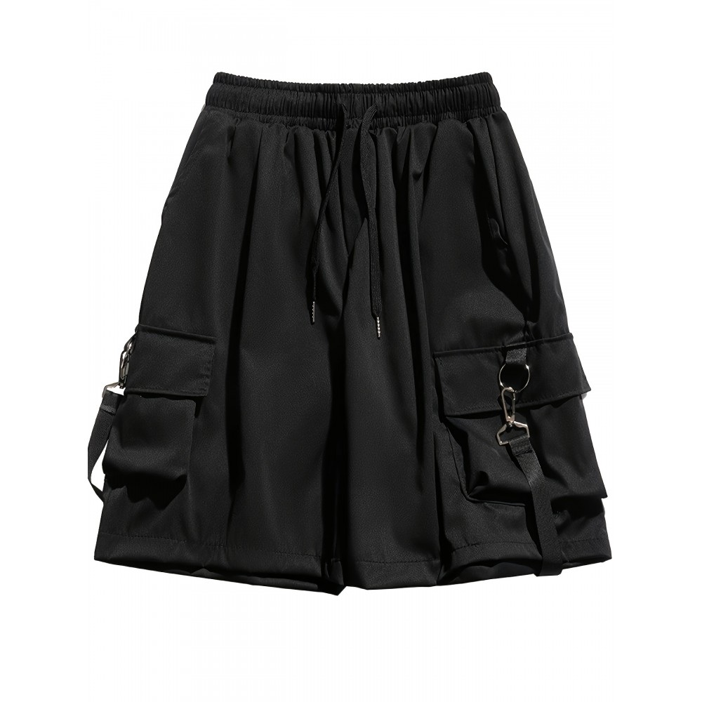 Women's Cargo Drawstring Shorts - Flap Pockets, Elastic Waist, Casual Style, Perfect for Spring & Summer, Comfortable and Versatile Clothing Women's Cargo Drawstring Shorts - Flap Pockets, Elastic Waist, Casual Style, Perfect for Spring & Summer, Comfortable and Versatile Clothing