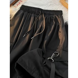 Women's Cargo Drawstring Shorts - Flap Pockets, Elastic Waist, Casual Style, Perfect for Spring & Summer, Comfortable and Versatile Clothing Women's Cargo Drawstring Shorts - Flap Pockets, Elastic Waist, Casual Style, Perfect for Spring & Summer, Comfortable and Versatile Clothing