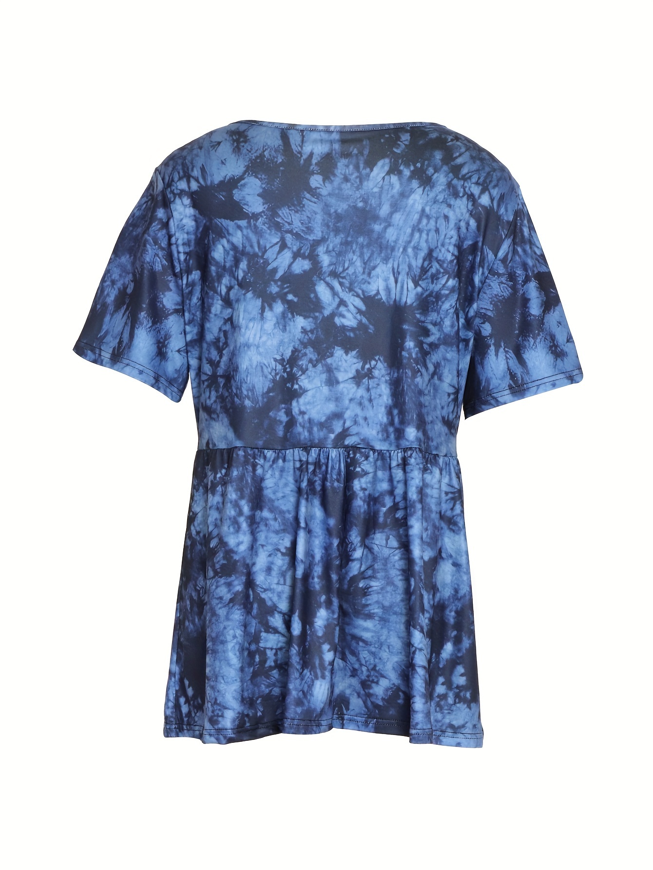 Plus Size Tie Dye Print T-Shirt, Casual V Neck Short Sleeve T-Shirt, Women s Plus Size Clothing details 0