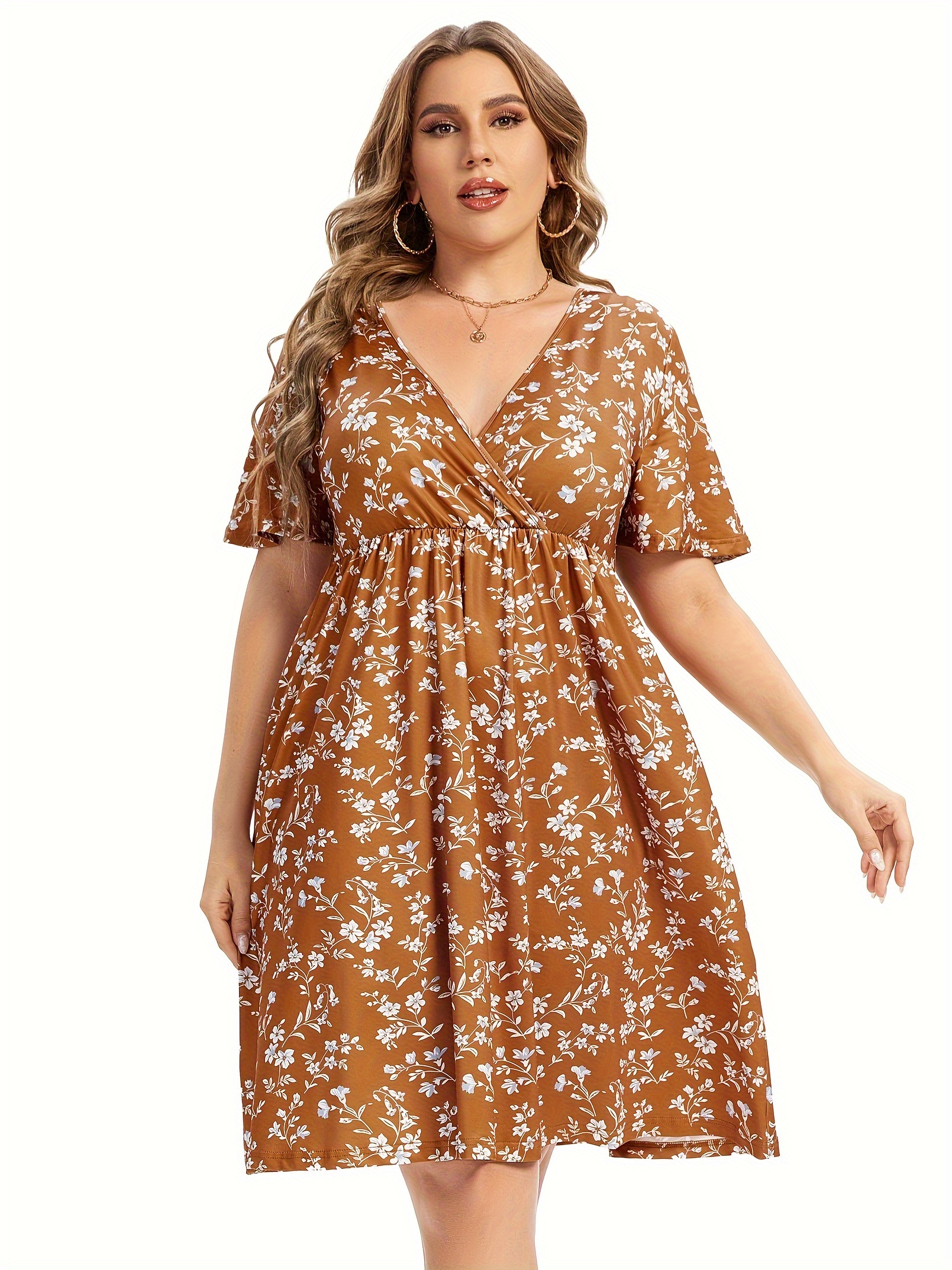 womens v neck a line knee length wrap swing dresses plus size a line party mini dress details 29