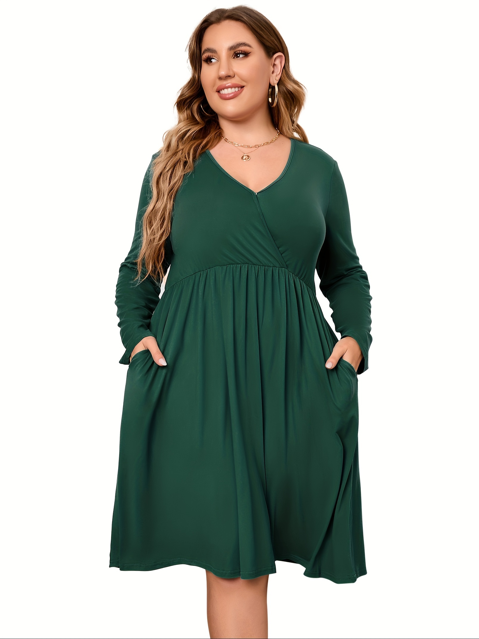 womens v neck a line knee length wrap swing dresses plus size a line party mini dress details 52