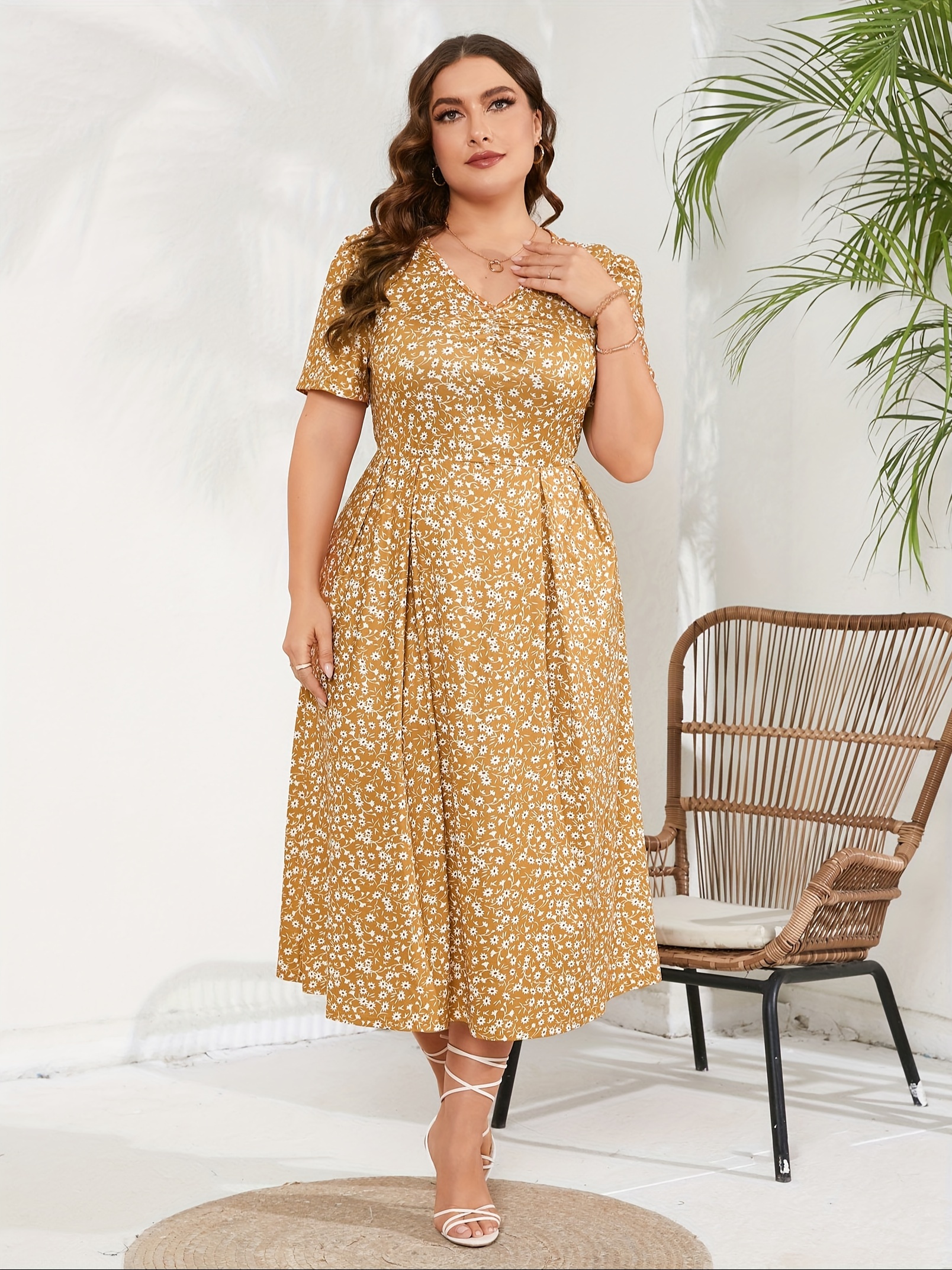 plus size maxi dress womens summer casual boho floral empire waist plus size flowy dress plus size dresses for curvy women details 3