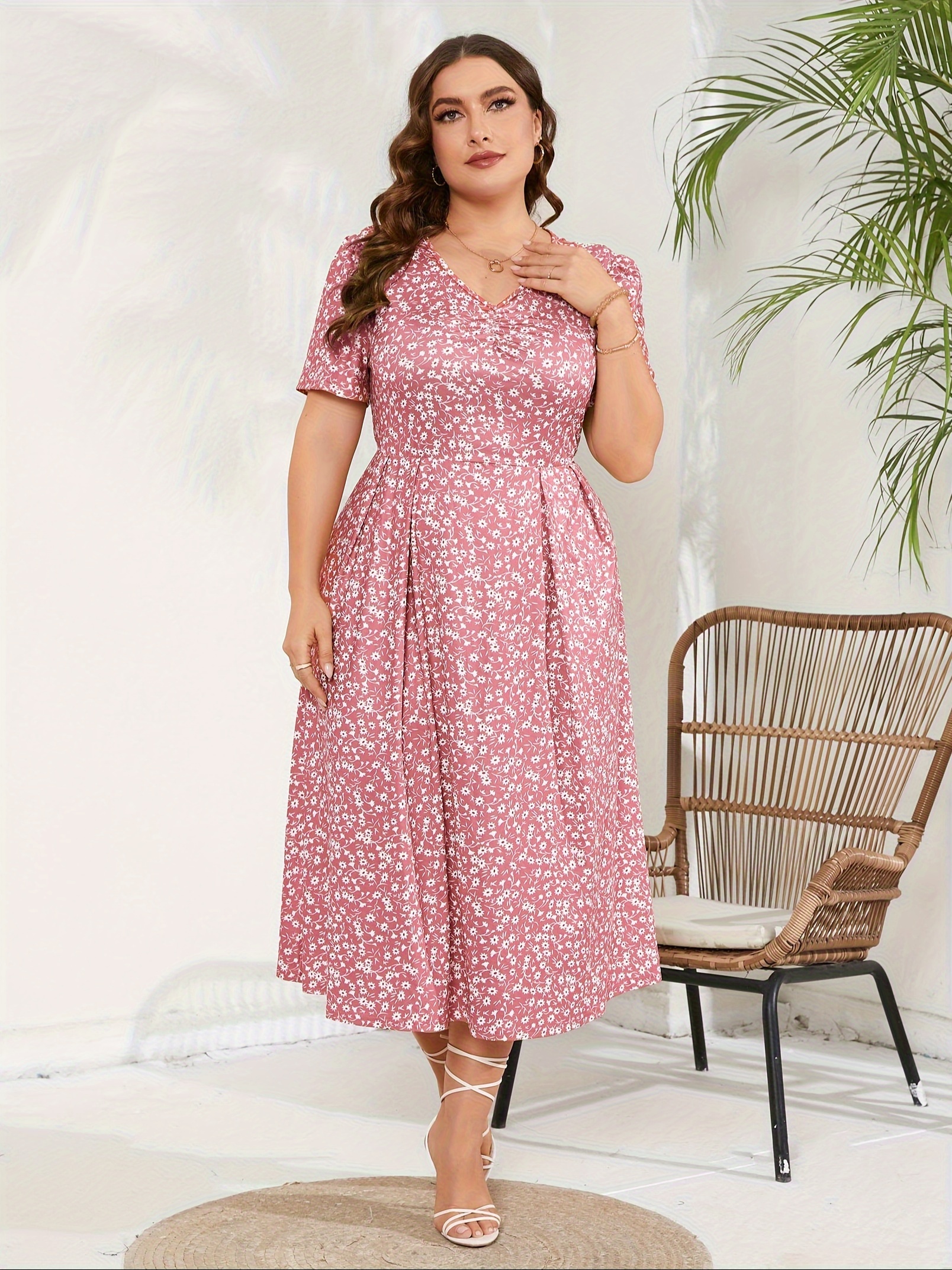 plus size maxi dress womens summer casual boho floral empire waist plus size flowy dress plus size dresses for curvy women details 6