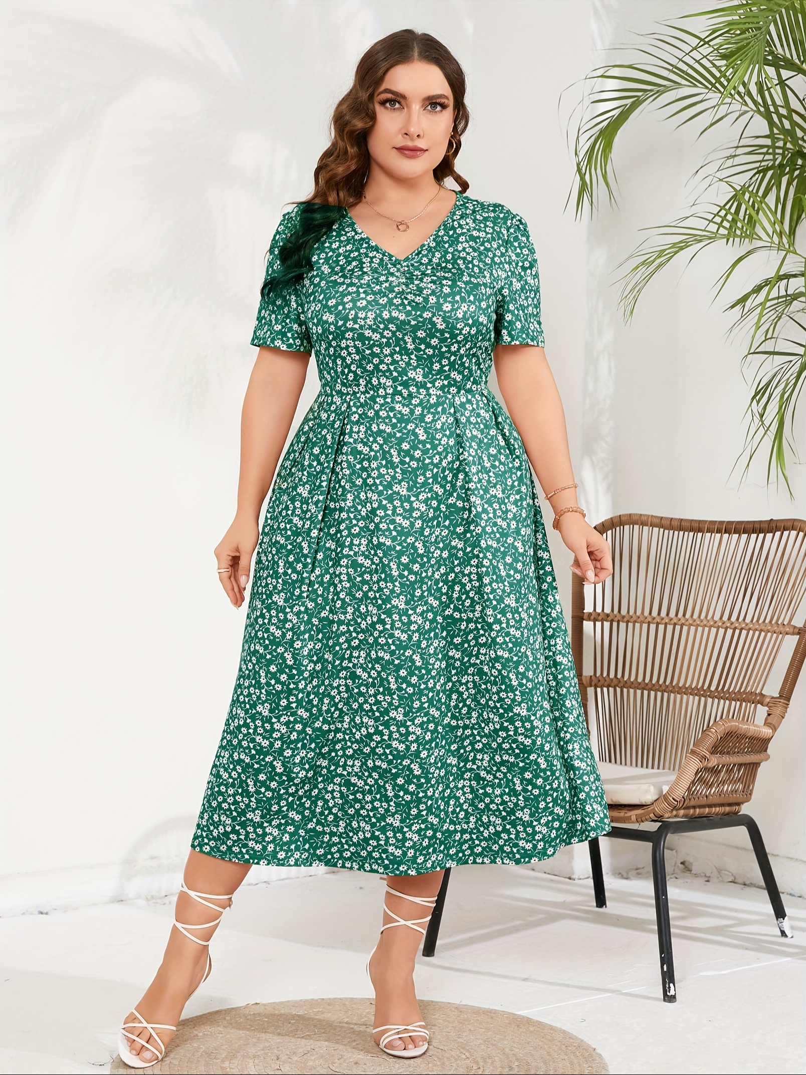 plus size maxi dress womens summer casual boho floral empire waist plus size flowy dress plus size dresses for curvy women details 7