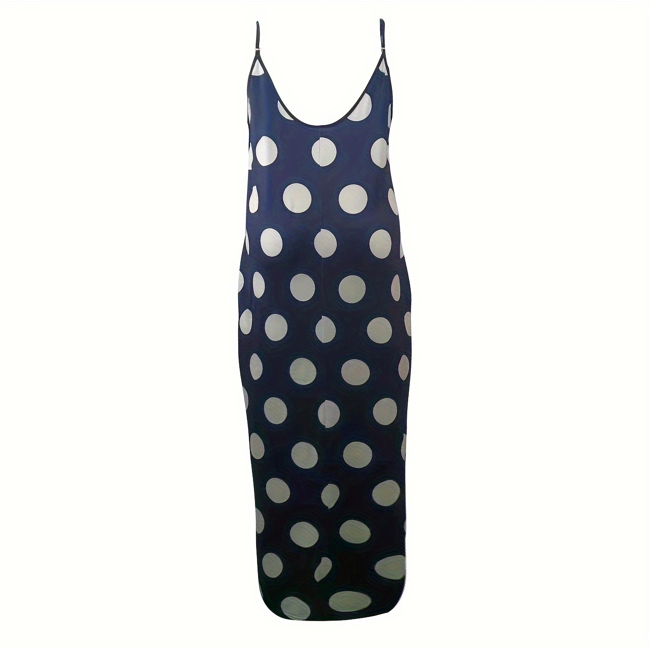 plus size polka dots print tank dress elegant sleeveless slant pockets strap dress for spring summer womens plus size clothing details 2