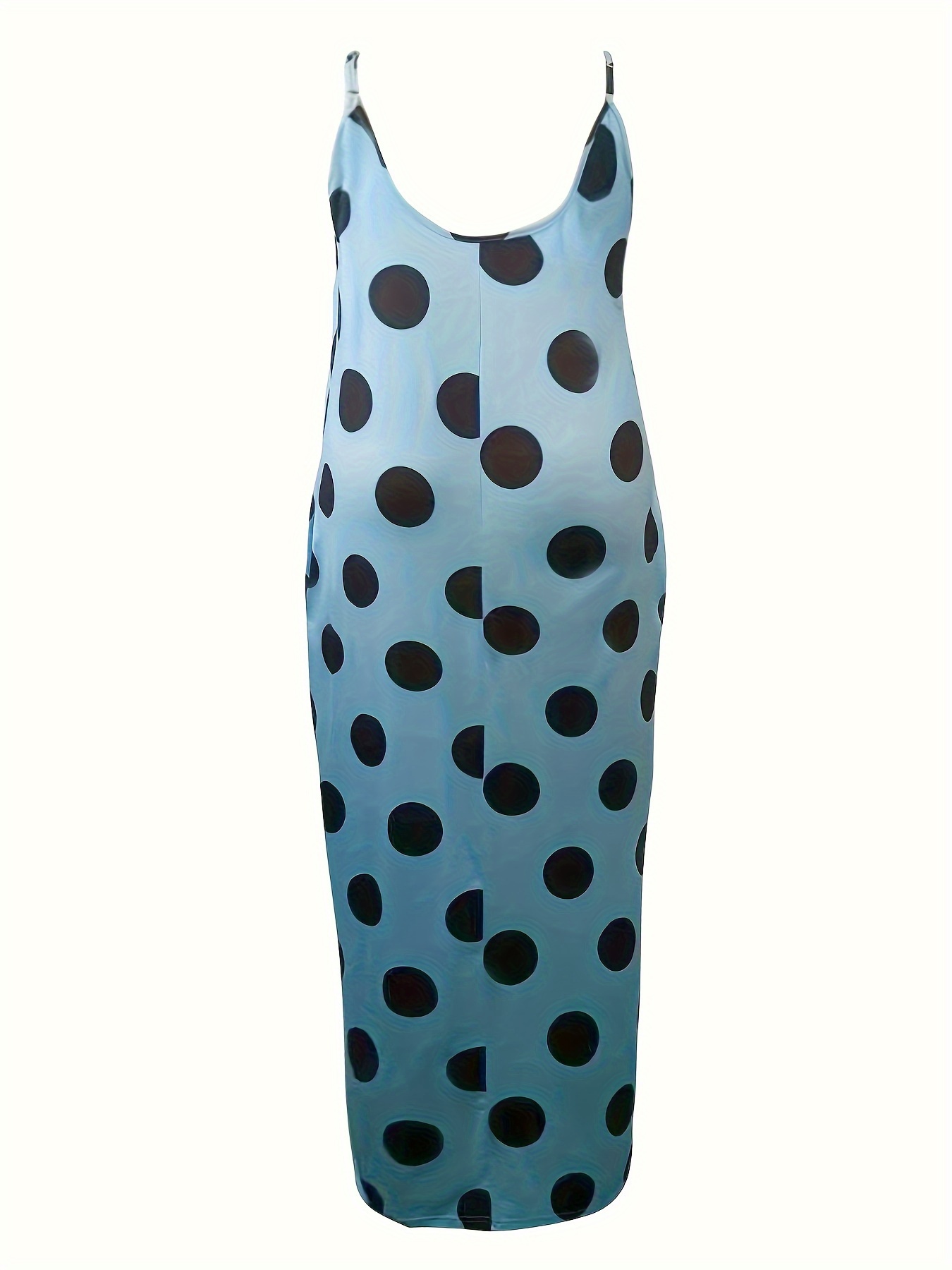 plus size polka dots print tank dress elegant sleeveless slant pockets strap dress for spring summer womens plus size clothing details 5